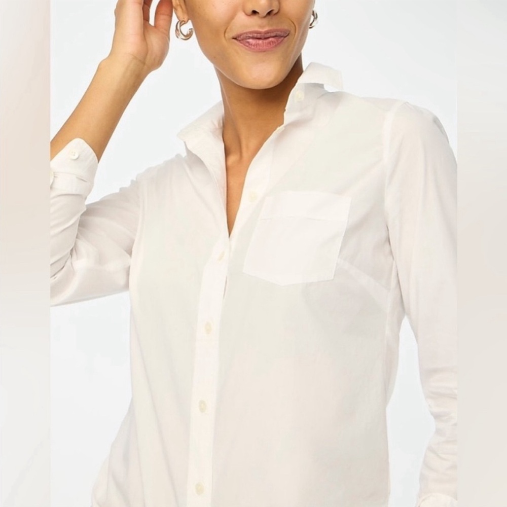 J. Crew Button Up Cotton Poplin Shirt Signature Fit White Size M, NWOT - Picture 3 of 7